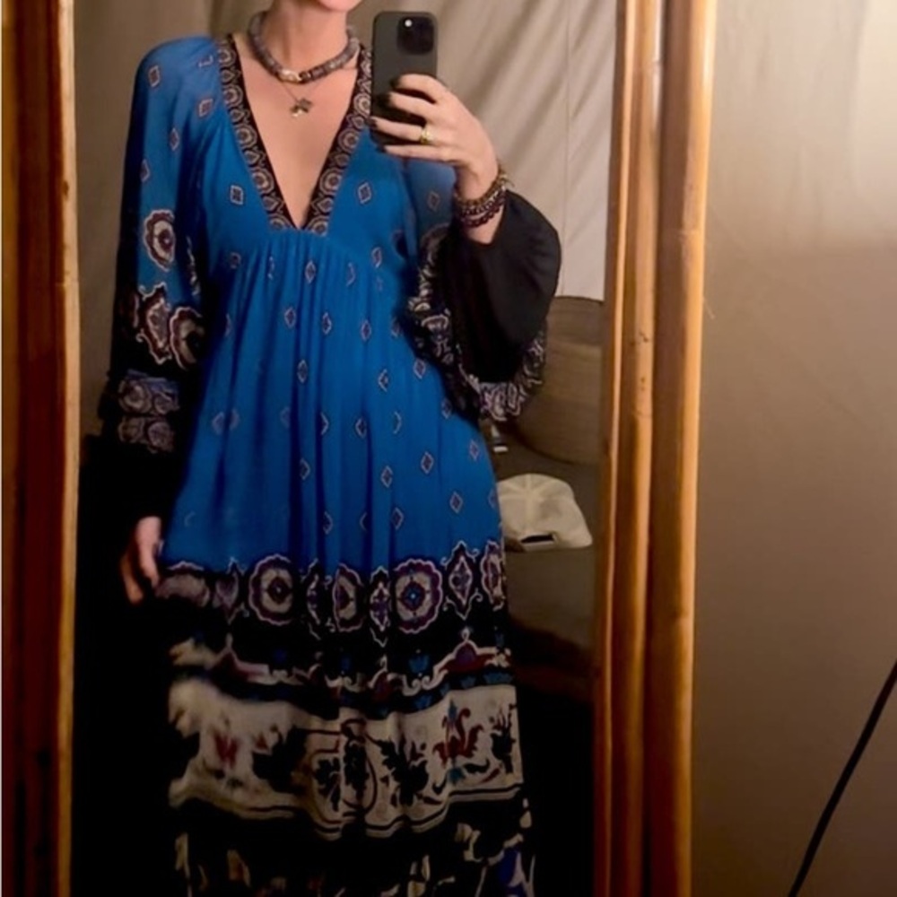 FARM Rio Blue Ainika Tiles Maxi Dress